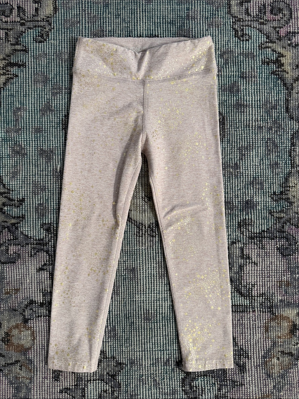Beyond Yoga Heather Tan Leggings with Gold Speckle